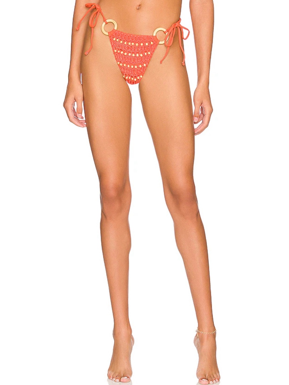 Tularosa Jona Bootom in Orange Crochet Beaded Swim Bottom Small